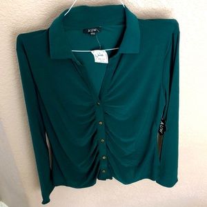 NWT AUW xl teal long sleeve button down